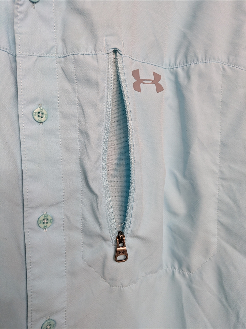 Under Armour Blue HeatGear Fishing Shirt Large - Picture 4 of 9